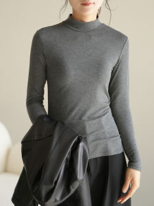 Women's Heating Wire Half Turtleneck Bottoming Shirt: Long Sleeves Tops for Autumn & Winter