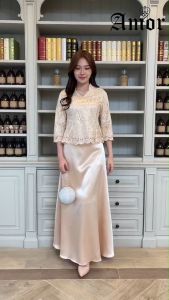 ชุดเซตเสื้อเนื้อผ้า PA806 ชุด 2 ชิ้น 3 สี เป็นชูย้ยู้ เสียง 3 ชุด ใช้กระโปรงยาวใส่ออกงาน ชุดเจ้าภาพเจ้าบ่าวเจ้าสาวงานแต่งงาน มี สี เสื้อเนื้อผ้าลูกไม้ปักไหมหรูหรา M-4XL