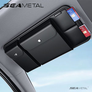 SEAMETAL Luxury Car Sun Visor Organizer Universal Visor Panel Storage Bag PU Leahter Multi-Pocket Auto Storage Pouch Glasses Box