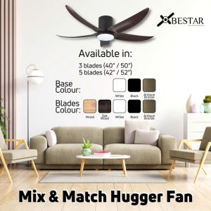 [CDC SG60] YES - BASIC INSTALL - Wifi BESTAR VITO-3 Ceiling Fan DC Motor 24W LED Light Dimmable Google Tuya Smart Life Great Wind Spread 40/50in (3-Blades)