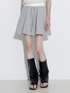 Pleated Layered Rubber Waist A-line Umbrella Skirt