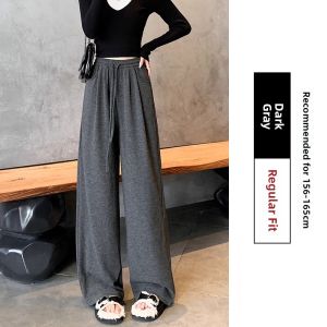 Caramel-Colored High Waist Draped Loose Knitted Soft Casual Pants Womens Autumn Spring Wide Leg Pants Comfortable Leisure Trousers