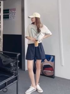 กางเกงขาสั้นลายสก๊อต กางเกงขายาวผู้หญิง มีทั้งลายดอกและลายสก๊อต สวมใส่สบาย สวยใสสไตล์เกาหลี กางเกงขาสั้นผู้หญิง K45