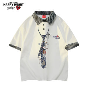 CHARLES JANGS HAPPY HEART | Fun Heart Print Breathable Summer T-shirt