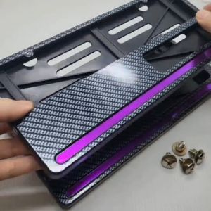 Promo 1 set dudukan plat nomor carbon list warna ungu universal semua motor / cover plat nomor motor carbon / tempat plat nomor carbon motor sudah ada baut nya