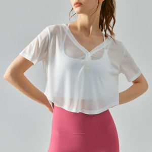 SUPERFLOWER เสื้อแขนสั้นคลุมโยคะสำหรับฟิตเนสโยคะผู้หญิงเสื้อผ้านุ่มใส่สบายระบายอากาศได้ดี