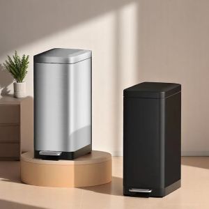 10/18L Stainless Steel Trash Can with Pedal Kitchen Metal Garbage Bin Narrow Waterproof Living Room Paper Basket Cleaning Supplies