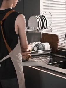 GAA High-Capacity Stainless Steel Dish Drainer Rack with Water Tray and Cutlery Holder