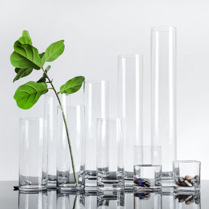 Minimalist Cylinder Vase Home Transparent Glass Vase Long Straight Floor Wedding Flower Arrangement Container Large Hydroponic