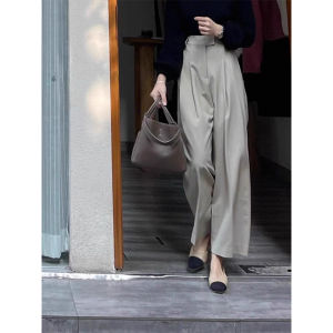 WANGGONGZHU | High Waist Wide Leg Suit Pants Women Casual Nine Points Narrow Version Summer New Loose Drapey Scythe Style Commute Wind