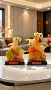 Goat Year Resin Ornament Wealth Fortune Lucky Statue Home Tabletop Decor Housewarming New Year Gift