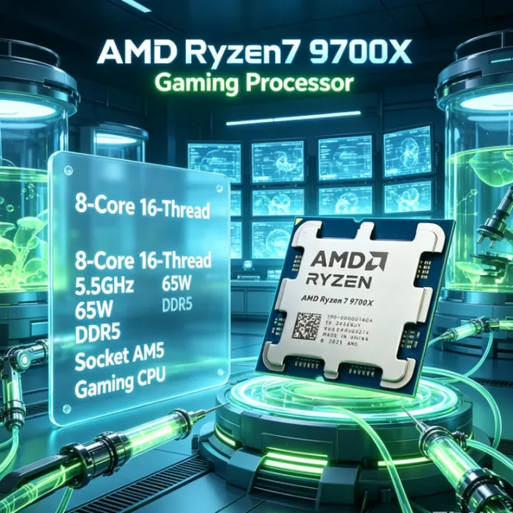 AMD | AMD Ryzen 7 9700X 8-Core 16-Thread DDR5 Up to 5.5GHz Socket AM5 L3=32M PCIe 5.0 65W without fan 4NM 3.8GHz CPU for Desktop PC
