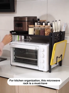 BMZAR Adjustable Microwave Rack Printer Rack Oven Shelf Carbon Steel Kitchen Rack For Kitchen Countertop Maaaring pahabaing rack ng imbakan