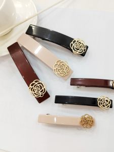 Chaplet Penny Tea Rose Resin Spring Top Clip Hair Accessories Women Simple Style Fresh out Korean Fashion Hair Grips Clips