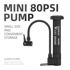 New WEST BIKING MTB Bicycle Pump 80 PSI Bike Manual Air Pump Balloon Tire Inflator Schrader Valve Floor Pump Cycling Accesories