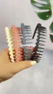 Bandana Bando Rambut Gelombang Zigzag Anti Geser Elastis Warna Warni Headband