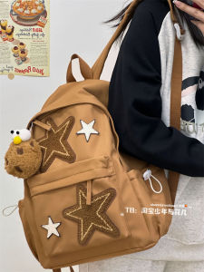 Retro American Starry Sky Backpack Casual Travel Womens Bag High School Students University Students Leisure Travel Backpack
