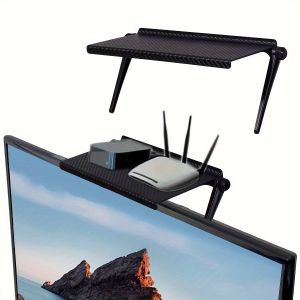 1PC TV Screen Top Storage Shelf Adjustable Monitor Storage Rack Computer Desktop Display Stand TV Router Storage Rack Organizer