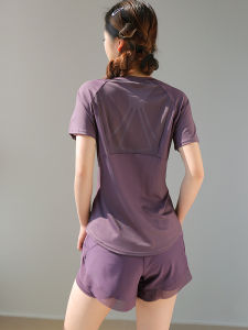 ชุดโยคะสำหรับผู้หญิง ชุดออกกำลังกายแขนสั้นหลวม แห้งเร็ว วิ่ง กระชับสัดส่วน ชุดโยคะ ชุดออกกำลังกาย ชุดกีฬา ชุดออกกำลังกาย ชุดโยคะ