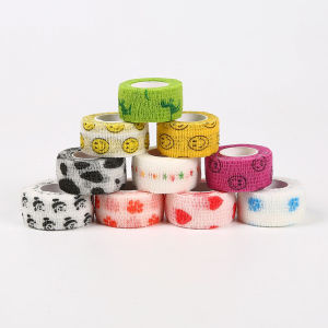 5Pcs/Lot 2.5cm Wide Colorful Elastic Self- Adhesive Bandage Finger Tape，First Aid Wrap Bandages for Wrist and Ankle Sprains & S