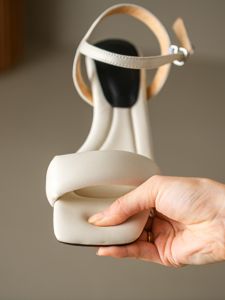 MoneLinda Soft Leather Sensation Sandals High Heel Fashionable Wedding Shoes Thin Strap Slip-On Comfortable Bottoms