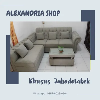 Sofa L Kancing Seribu Bludru (Khusus Jabodetabekkar)