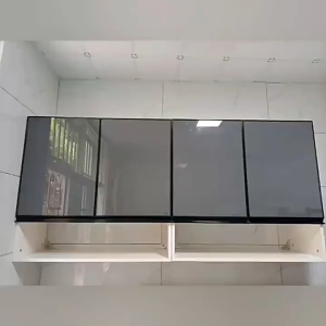 Kitchen cabinet soild wood Anti-termite condiment storage Pantry hanging cabinet wall for kitchen bedroom Aluminium tempered glass door