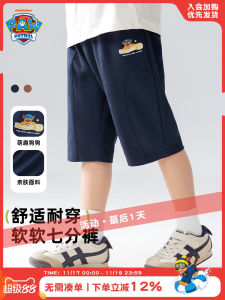 Boys Sporty Summer Shorts Pants Elastic Waist Cotton Blend Knitted Four Seasons Cartoon Print Comfortable Flexible Fit Kids