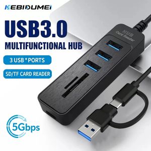 Kebidumei | Kebidumei USB 3.0 TF/SD Card Reader Multi USB Splitter Hub Type C HUB USB Expander High Speed Transfer For Computer Accessorie
