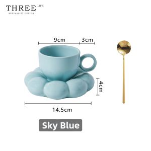 THREE LIFE | Attractive Ceramic Coffee Cup and Saucer Set