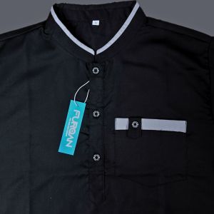 BAJU KOKO KURTA FURQAN PRIA LENGAN PENDEK VARIASI LIST KATUN TOTOBO / PAKAIAN MUSLIM PRIA