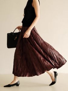 Angola Red Suede Skirt Half-length Womens Autumn Winter New Elastic Waist Texture A-line Flared Umbrella Skirt Slimming Effect