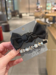 Princess Style Butterfly Knot Pearl Diamond Duckbill Hair Clip Side Ponytail Holder Fashionable Hair Accessories for Women