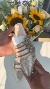 Leather Toe Pointed Toe Rhinestone Sandals