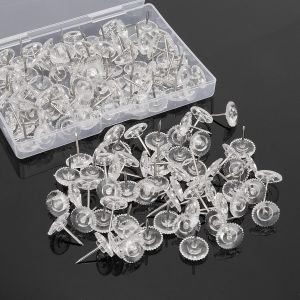 Clear Thumb Tacks Standard Push Pins with Steel Points Transparent Plastic Heads for Bulletin Boards Crafts Office Supplies