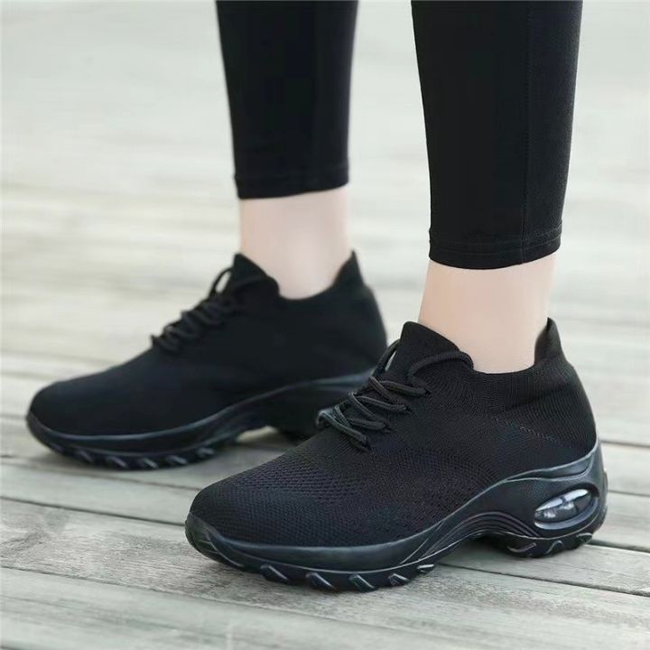 New Summer Slip On Sneakers For women Running Sports Shoes Platform Shoes  Fashion Casual Black Rubber Shoe For Women
