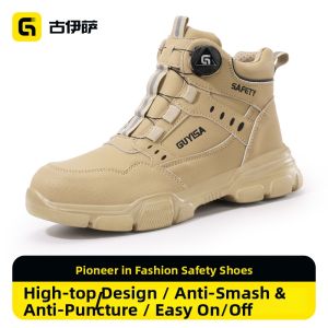 GUYISA | Puncture and Smash Resistant Work Shoes High Top Steel Toe