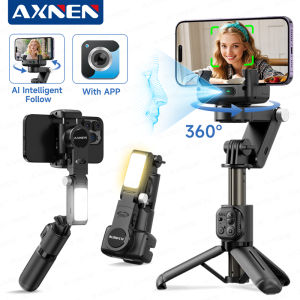 360° AI Handheld Gimbal Mobile Phone Anti-Shake Stabilizer Auto Face Tracking Aluminum Rod With Fill Light Optional Microphone
