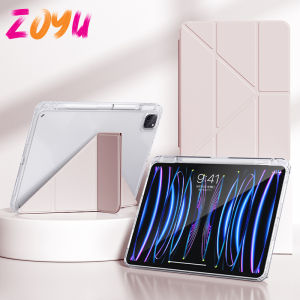 ZOYU ipad case Acrylic HD Transparent Multifunctional ‘Y’ fold Case for iPad 2022 pro 11 inch (2020/2021/2022) pro 12.9 ipad gen 9th 8th 7th ipad mini 6 ipad 10th gen 2020 iPad Air 5th gen air 4th gen Case with Pencil Holder - Folding Folio Case & Stand