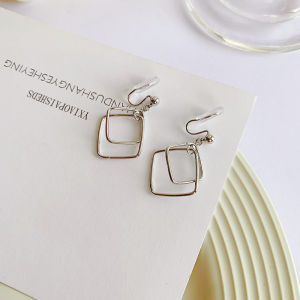 Hoa Tai Kẹp Hình Học Thiết Kế Kim Loại Tối Giản Không Cần Đục Lỗ Cho Nữ Trang Sức Thời Trang Hợp Kim Mới Về Phong Cách Hàn Quốc