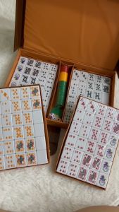 Rummy Lami Cinami Nami Mahjong Pearl Plain White Poker XL Set 4 Players High Quality A1 Size 白拉美麻将大型 House Playing Size