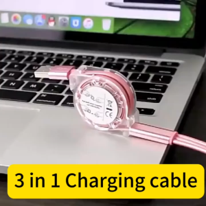3 in 1 Retractable Charging Cable Lightn-ing Micro USB Type C Cable For iPhone iPad Samsung IOS Android Type C Charging Cord