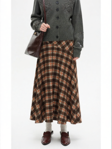 Plaid High Waist Contrast Color Skater Skirt