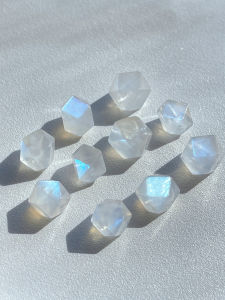 Natural Crystal Spacer Beads Blue Moonstone Sugar Octagonal Single Bead Loose Beads DIY Bracelet Multi Treasure Five Elements Accessories