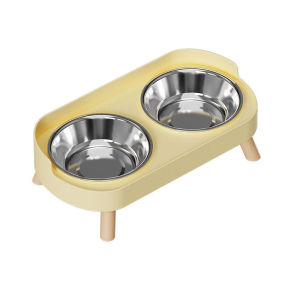 Cat Bowl Double Bowl Set - Anti-Spill Anti-Tip Pet Food Bowl & Water Bowl | Non-Slip Base Cute Cat Feeding Bowls Pet