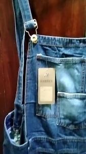 Celana Jeans Denim Panjang Overall Wanita Jumbo Motif Ripped