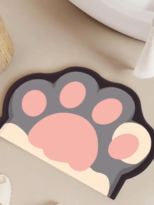 พรมปูพื้นห้องน้ำ ห้องน้ำการ์ตูนดูดซับไดอะตอมโคลนแห้งเร็วพรมรองพื้นน่ารักสกปรกทนความชื้นพรมปูพื้นสำหรับบ้าน 40*60cm