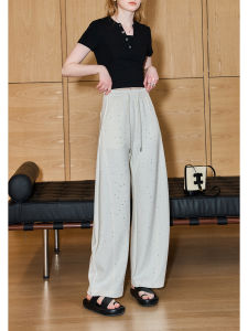 KUHNMARVIN | Quần Tây Trắng Sọc Kim Cương Quần Dài Thoáng Mát