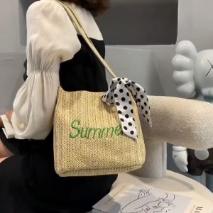 Summer Bahan Anyam Wanita Jerami Model Korea Totebag Anyaman Wanita/Tas Bahu/Shoulder Bag/Tas Pantai/Tas Wanita Terbaru/Totebag wanita BAO002