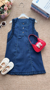 PRINCESS KESLI 2-12 Years Denim Dress For Kids Girl Sleeveless Baju Budak Perempuan Casual Summer Outfits